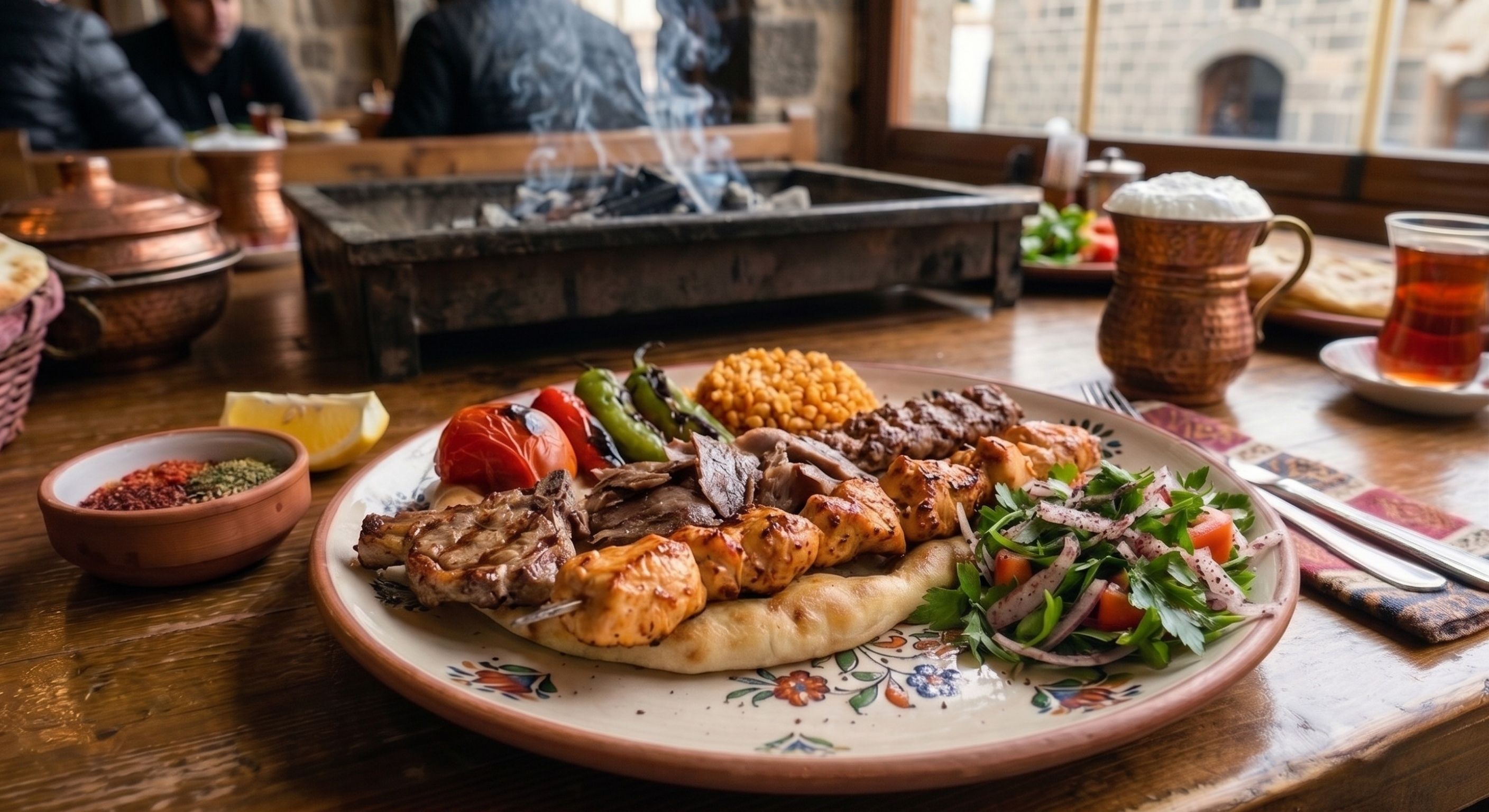 karışık ızgara, kebap tabağı, ızgara çeşitleri, adana kebap, tavuk şiş, kuşbaşı kebap, ciğer şiş, diyarbakır kebap