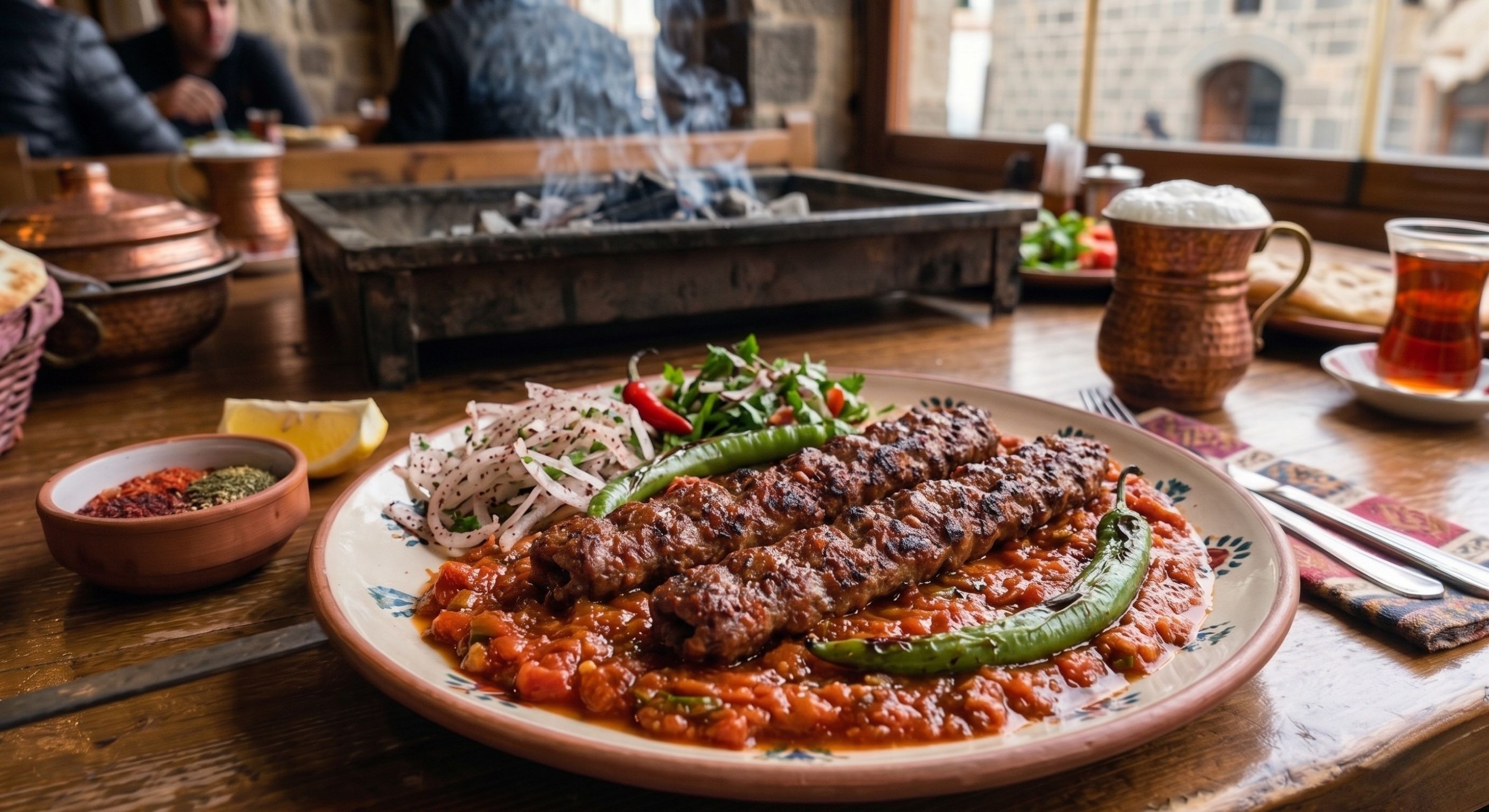 altı ezmeli kebap, diyarbakır kebap, köz domates, köz biber, kebap çeşitleri, kömür ateşi, ızgara et, et kebap